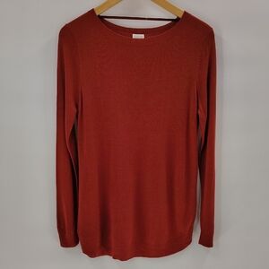 CUPIO Rust Pullover Sweater Size Large Rounded Bottom Long Sleeve Great For Fall